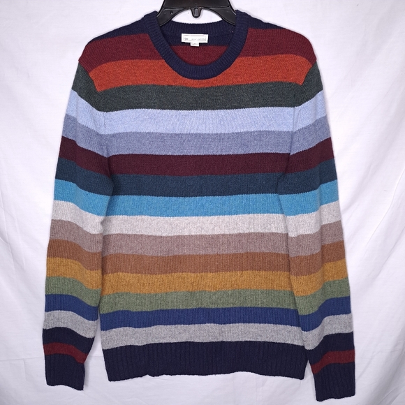 GAP Sweaters - GAP Lambswool Blend Women's Multi-Color Rainbow Striped Crewneck Sweater MEDIUM